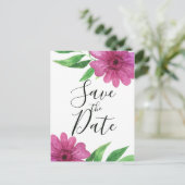 Roze Aquarel Bloem Bloemend Water sparen Datum Aankondigingskaart (Staand voorkant)