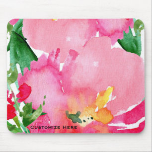 Roze Aquarel Bloem Bloemrijke Zomer Chic Aangepast Muismat
