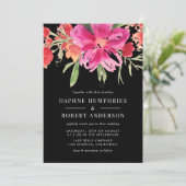 Roze Aquarel Bloem Boeket Trouw Uitnodiging II (Staand voorkant)