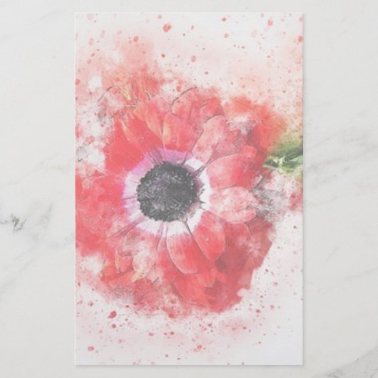 Roze Aquarel Bloem Briefpapier (Voorkant)