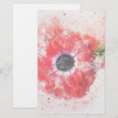 Roze Aquarel Bloem Briefpapier (Voorkant / Achterkant)