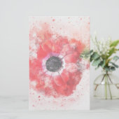 Roze Aquarel Bloem Briefpapier (Staand voorkant)