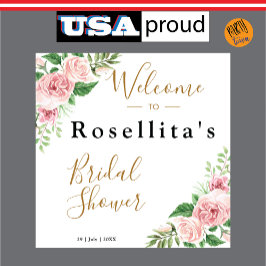 Roze Aquarel Bloem Bruidsdouche Wandkleed