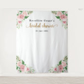 Roze Aquarel Bloem Bruiloft Tapijt Wandkleed (Voorkant)