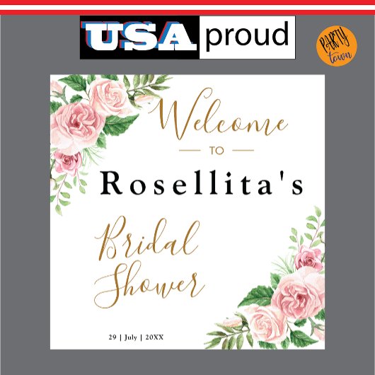 Roze Aquarel Bloem Bruiloft Wandkleed