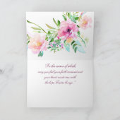 Roze aquarel bloem cirkel frame aangepaste Pasen Feestdagen Kaart (Binnen)