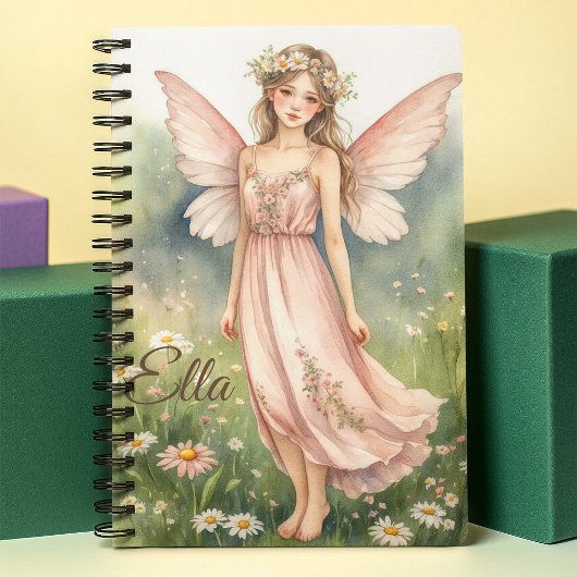 Roze Aquarel Bloem Fee Persoonlijk Notitieboek