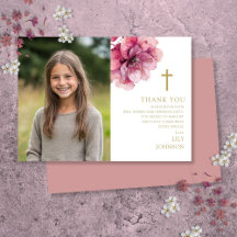 Roze Aquarel Bloem Foto Eerste Heilige Communie