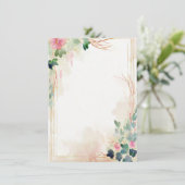 Roze aquarel bloem kader blanco bruiloft kaart (Staand voorkant)