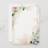 Roze aquarel bloem kader blanco bruiloft kaart (Voorkant)