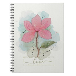 Roze Aquarel Bloem Liefde Notitieboek