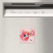 Roze Aquarel Bloem met Bloemknop Magneet (Insitu (Vaatwasser))