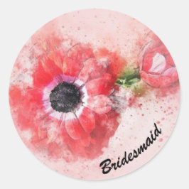 Roze Aquarel Bloem met Bloemknop Ronde Sticker