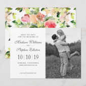 Roze Aquarel Bloem Motief - Bewaar de Datum Save The Date (Voorkant / Achterkant)