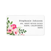 Roze Aquarel Bloem Motief Retouradres Label (Voorkant)