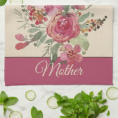 Roze aquarel bloem perkament aanpasbaar  theedoek (Gevouwen)