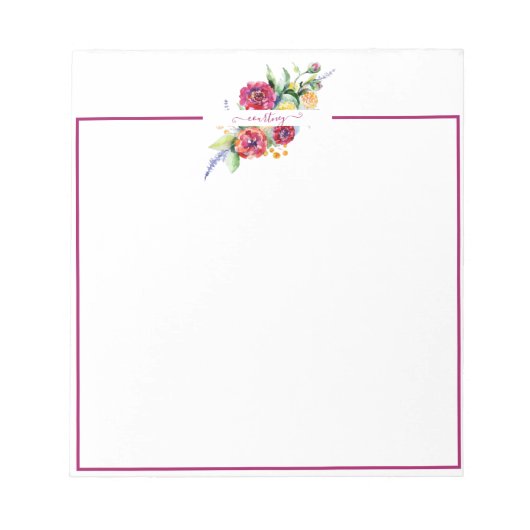 Roze aquarel bloem persoonlijk  notitieblok (Voorkant)