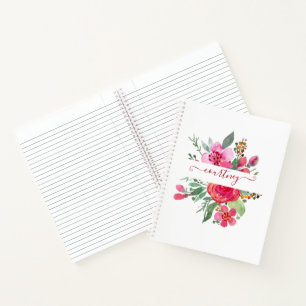 Roze aquarel bloem persoonlijk notitieboek