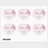 Roze Aquarel bloem rond label (Vel)