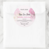 Roze Aquarel bloem rond label (Tas)
