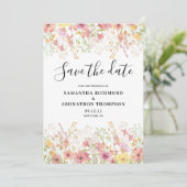 Roze Aquarel Bloem Save The Date (Staand voorkant)