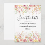 Roze Aquarel Bloem Save The Date (Voorkant / Achterkant)