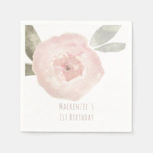 Roze Aquarel Bloem Verjaardagsfeest Maatwerk Servetten