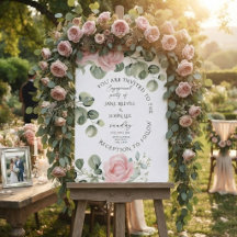 Roze Aquarel Bloemachtig Verlovingsfeest