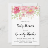 Roze Aquarel Bloemachtige Baby Shower Kaart (Voorkant)