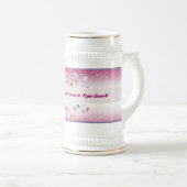 Roze Aquarel Bloemachtige Bruiloft Bierpul (Voorkant rechts)