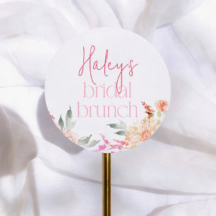 Roze Aquarel Bloemachtige Bruiloft Favor Ronde Sticker