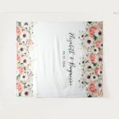 Roze Aquarel Bloemachtige Trouwfoto Achtergrond Wandkleed (Voorkant (horizontaal))