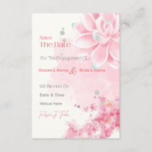 Roze Aquarel Bloemachtige Verlovingskaart 'Save th