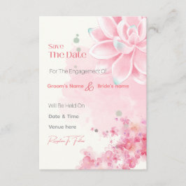 Roze Aquarel Bloemachtige Verlovingskaart 'Save th Kaart
