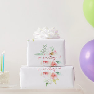 Roze aquarel bloemem persoonlijk inpakpapier