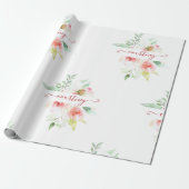 Roze aquarel bloemem persoonlijk inpakpapier (Uitgerold)