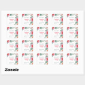 Roze Aquarel Bloemen 50e Verjaardagsfeestje Vierkante Sticker (Vel)