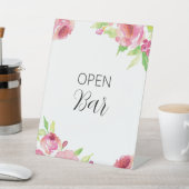 Roze Aquarel Bloemen Bloemstuk Open Bar Reclamebord Met Voetstuk (Insitu)