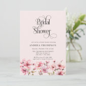 Roze Aquarel Bloemen Bruidsdouche Kaart (Staand voorkant)