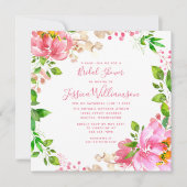 Roze Aquarel Bloemen Bruidsdouche  Kaart (Voorkant)