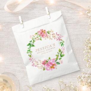 Roze Aquarel Bloemen Bruiloft Custom  Bedankzakje
