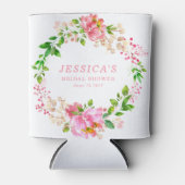 Roze Aquarel Bloemen Bruiloft Custom Blikjeskoeler (Voorkant)