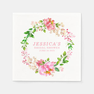 Roze Aquarel Bloemen Bruiloft Custom Papier Servet