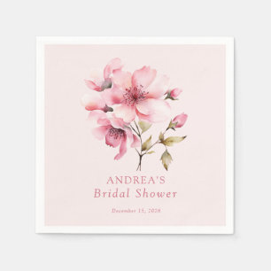 Roze Aquarel Bloemen Bruiloft Feest Servet