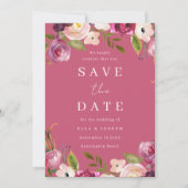 Roze Aquarel Bloemen Bruiloft Vol Kleur Save The Date (Voorkant)