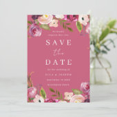 Roze Aquarel Bloemen Bruiloft Vol Kleur Save The Date (Staand voorkant)