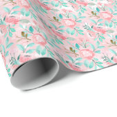 Roze Aquarel Bloemen Cadeaupapier (Rol Hoek)