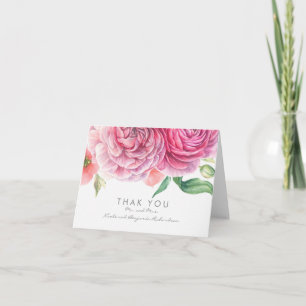 Roze Aquarel Bloemen Elegante Trouw Dank Je Bedankkaart