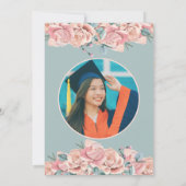 Roze aquarel bloemen foto kaart (Achterkant)