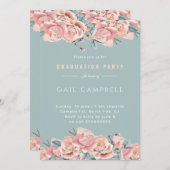 Roze aquarel bloemen foto kaart (Voorkant / Achterkant)